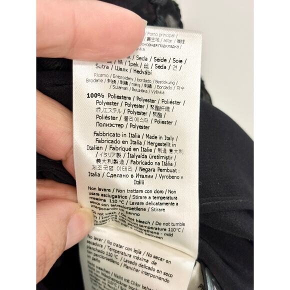 Fendi Runway Silk-Organza V-Neck Midi Lace Fit & Flare Dress Black Women's US 4 - Picture 7 of 7